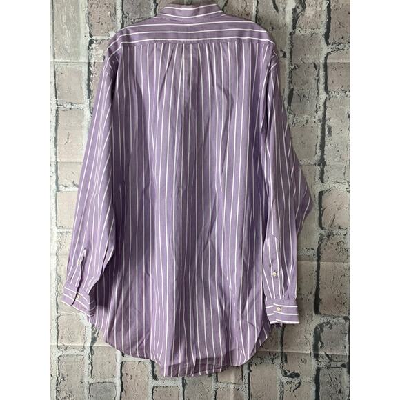 Ralph Lauren Classic Fit Stripe Button Up Shirt Size 17.5 100% Cotton - Picture 2 of 8